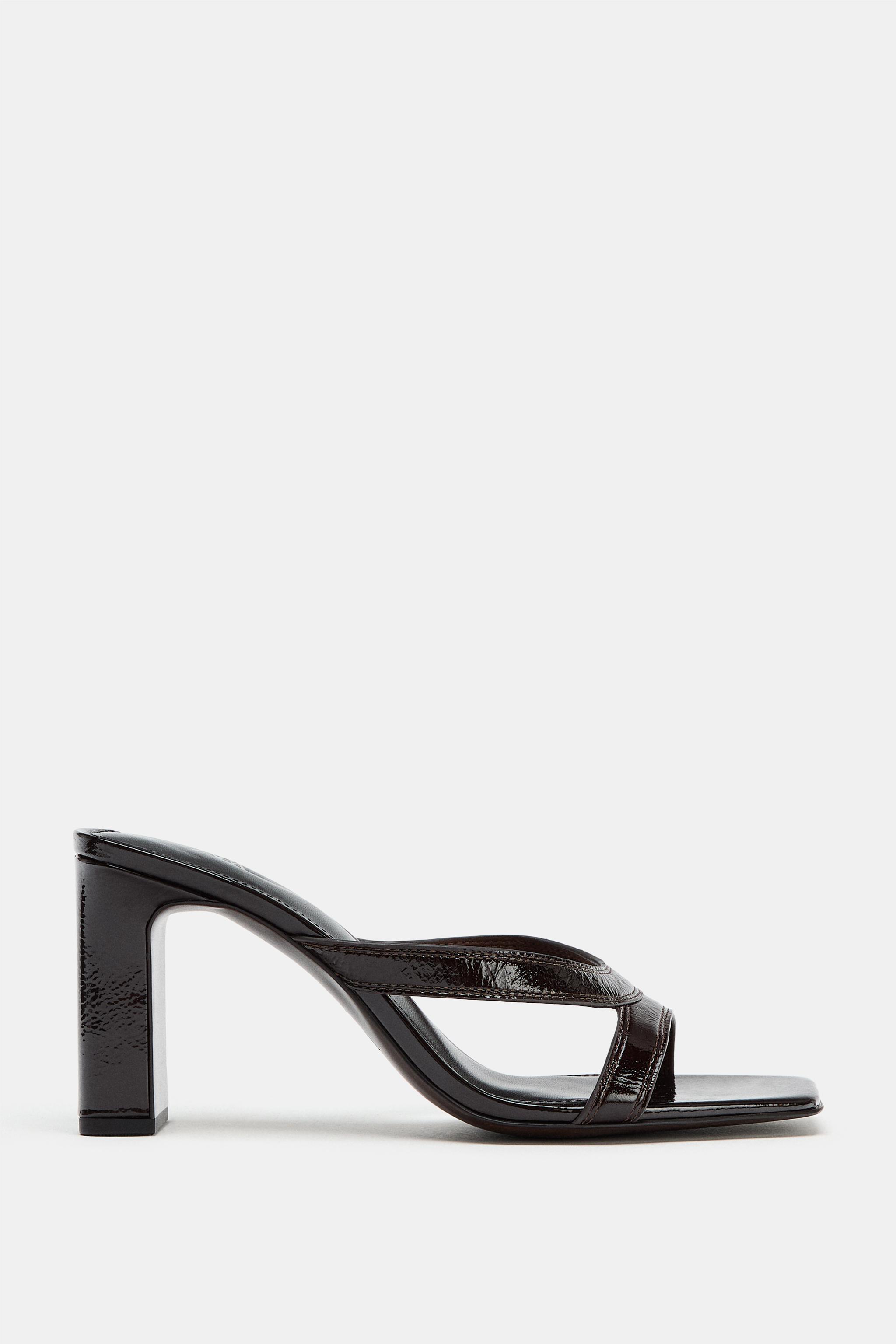 SANDALES À TALONS BRIDES EN CUIR